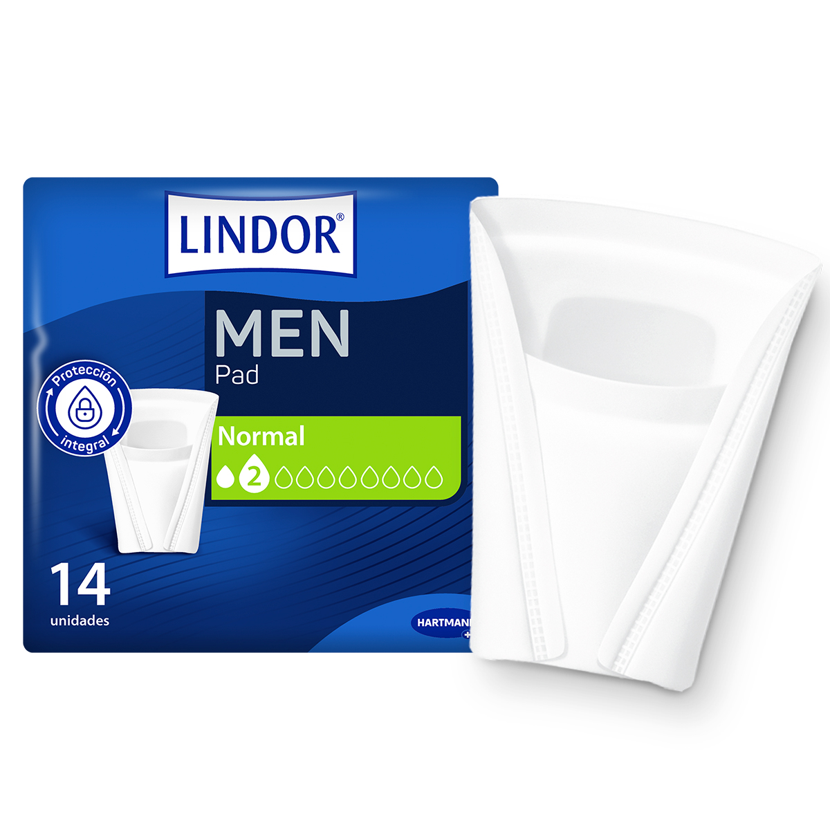 Protector absorbente para incontinencia urinaria leve en hombres en forma de V, dos gotas - Lindor