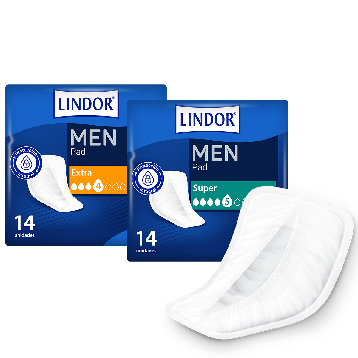 Protector absorbente para incontinencia urinaria leve y moderada en hombres en forma de V, absorción de 4 y 5 gotas - Lindor