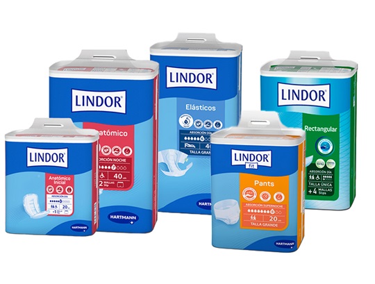 Tipos de absorbentes ofrecidos por Lindor para los diferentes niveles de incontinencia urinaria