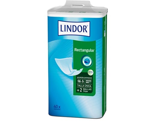 Absorbentes rectangulares de Lindor para la incontinencia urinaria moderada a severa. Pack de 40 unidades.